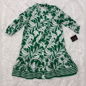 Green and White Patterned Dress